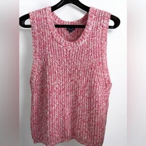 NWT Splendid Pink & White Marled Cotton Sweater Vest - Shaker Knit Size XL
